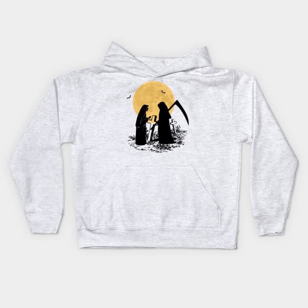 urban legend, horror story, the nun and death under the moonlight Kids Hoodie by JENNEFTRUST